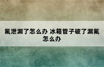 氟泄漏了怎么办 冰箱管子破了漏氟怎么办